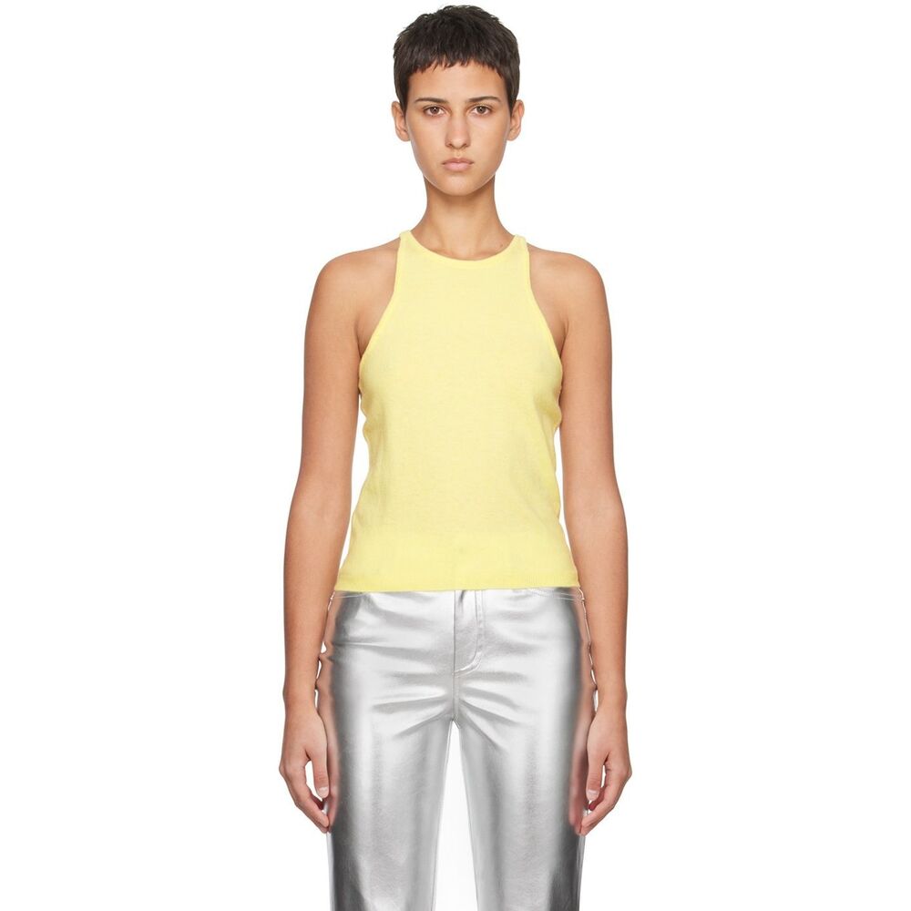 STAUD Yellow Ribbed Tank Top